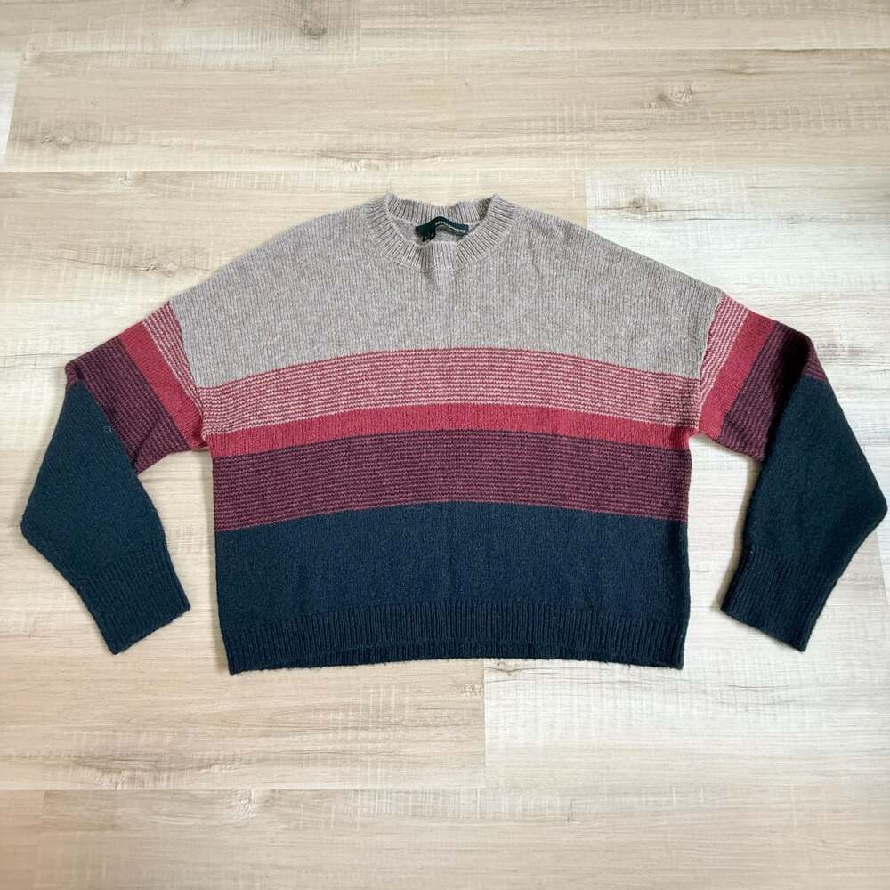 360 Cashmere Cashmere Merino Wool Blend Striped Crew Neck Sweater Size S